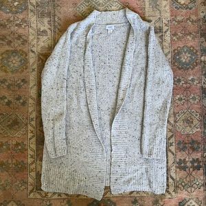 Gray Speckled Thick Knit Open Front Cardigan